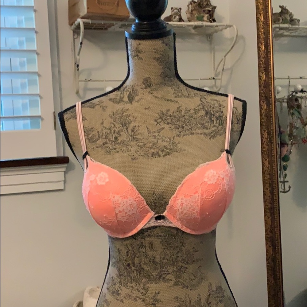 Orange lace push up bra